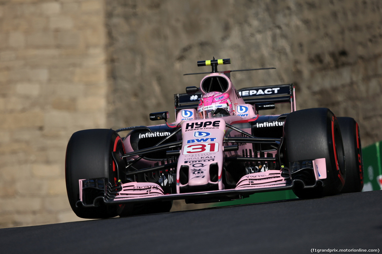 GP AZERBAIJAN, 23.06.2017 - Prove Libere 2, Esteban Ocon (FRA) Sahara Force India F1 VJM10