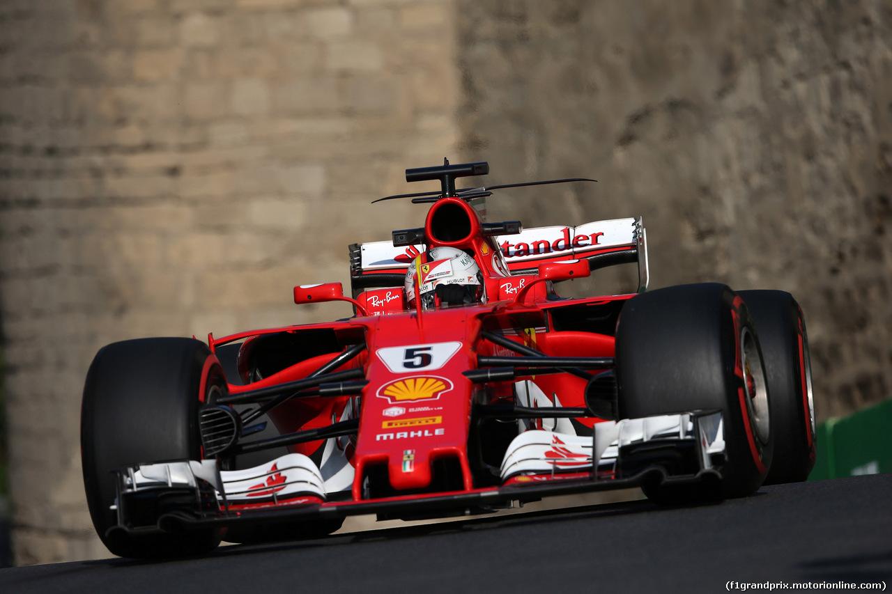 GP AZERBAIJAN, 23.06.2017 - Prove Libere 2, Sebastian Vettel (GER) Ferrari SF70H