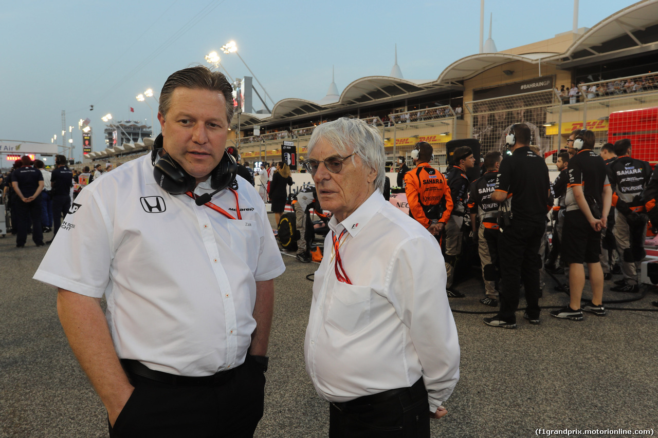 GP BAHRAIN, 16.04.2017 - Gara, Zak Brown (USA) McLaren Executive Director e Bernie Ecclestone (GBR)