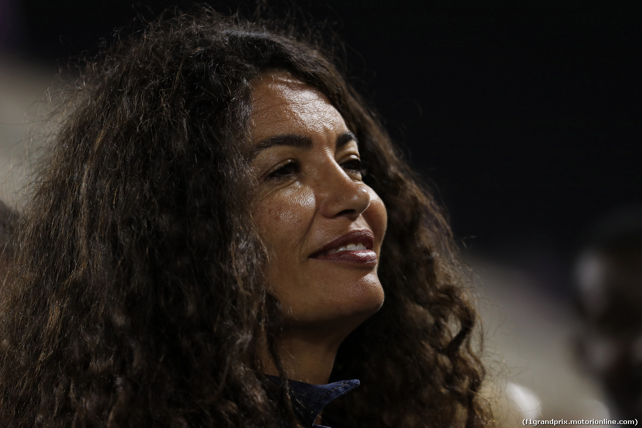 GP BAHRAIN, 16.04.2017 - Gara, Afef Jnifen (TUN), wife of Marco Tronchetti Provera (ITA), CEO e Executive Vice Chairman of Pirelli