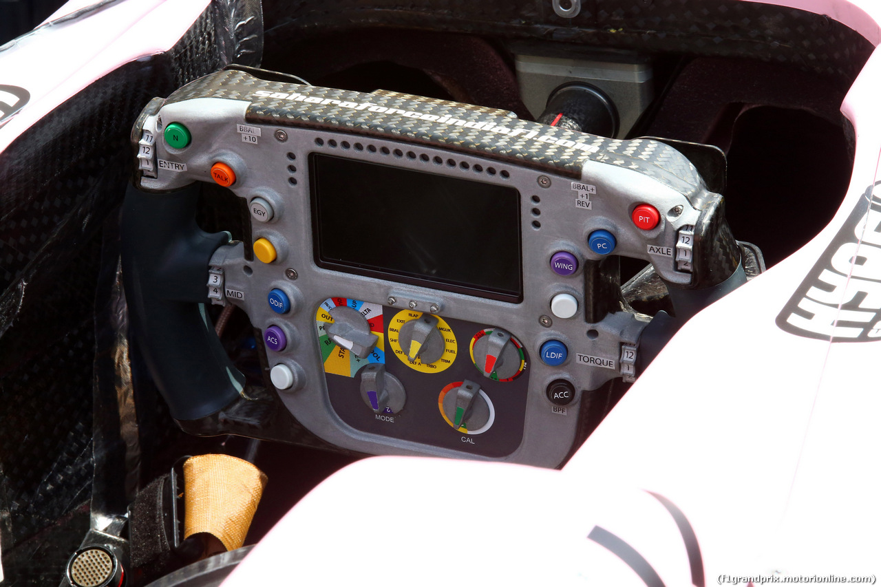 GP BAHRAIN, 13.04.2017 - The steering wheel of Sahara Force India F1 VJM010