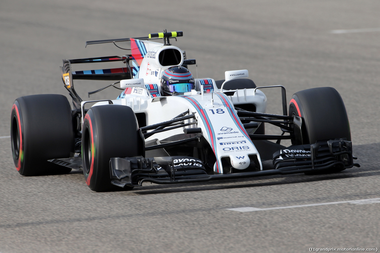 GP BAHRAIN, 15.04.2017 - Prove Libere 3, Lance Stroll (CDN) Williams FW40