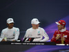 GP BAHRAIN, 15.04.2017 - Qualifiche, Conferenza Stampa, Lewis Hamilton (GBR) Mercedes AMG F1 W08, Valtteri Bottas (FIN) Mercedes AMG F1 W08 e Sebastian Vettel (GER) Ferrari SF70H