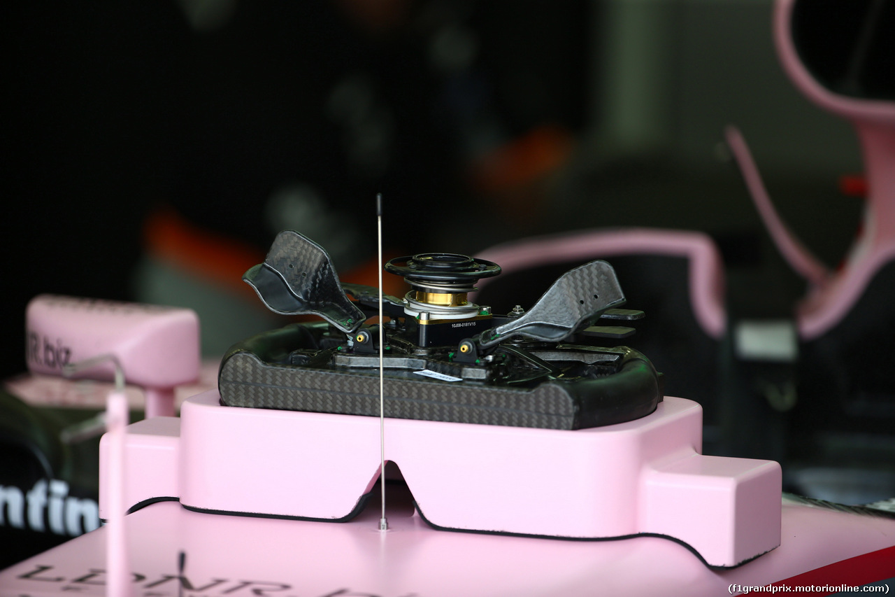GP BAHRAIN, 14.04.2017 - Prove Libere 1, The steering wheel of Sahara Force India F1 VJM010