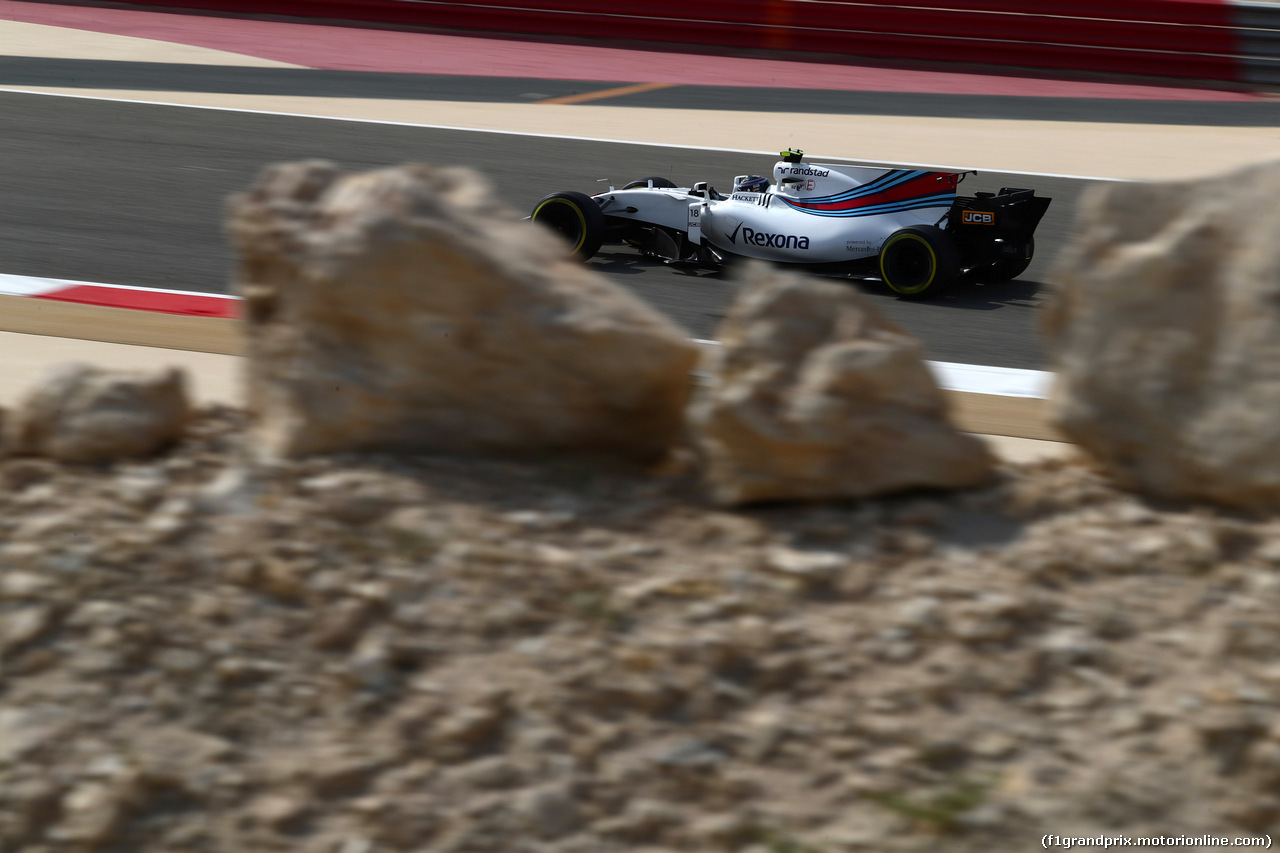 GP BAHRAIN, 14.04.2017 - Prove Libere 1, Lance Stroll (CDN) Williams FW40