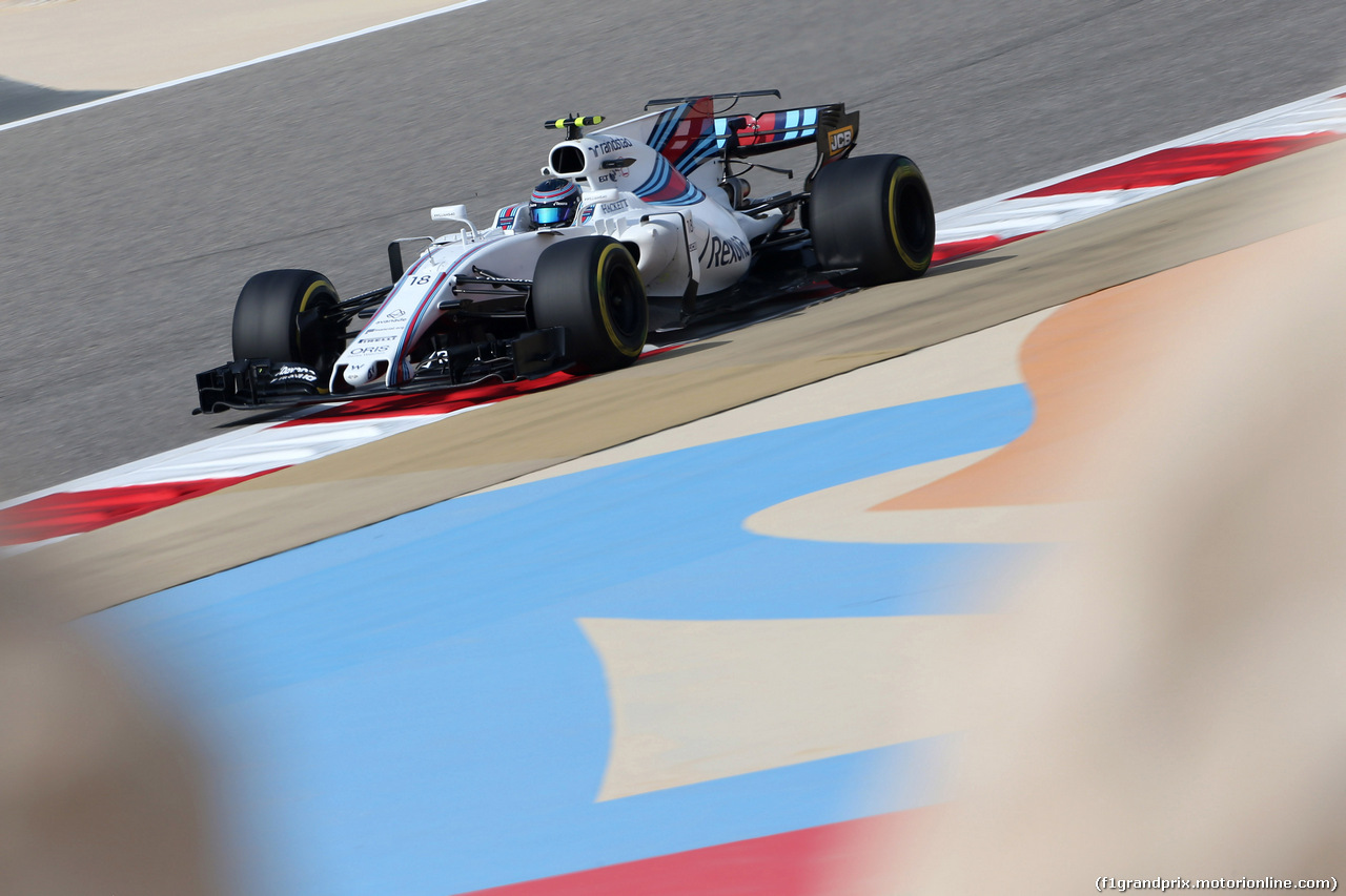 GP BAHRAIN, 14.04.2017 - Prove Libere 1, Lance Stroll (CDN) Williams FW40