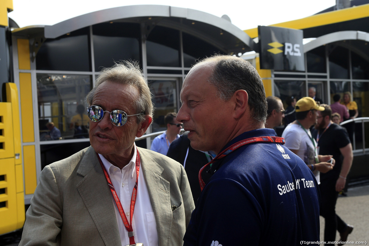 GP BELGIO, 27.08.2017 -  Jacky Ickx (BEL) e Frederic Vasseur (FRA) Sauber Team Principal