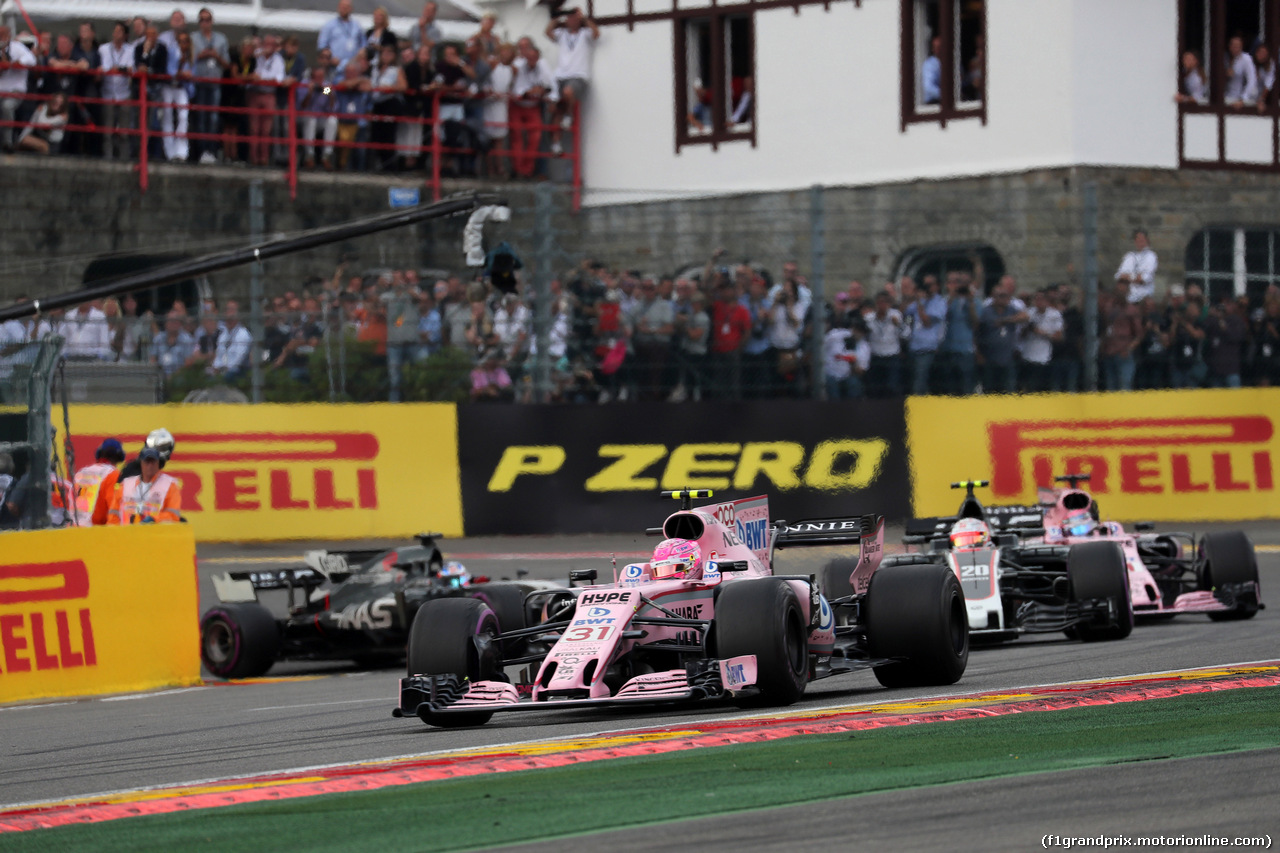 GP BELGIO, 27.08.2017 -  Gara, Esteban Ocon (FRA) Sahara Force India F1 VJM10