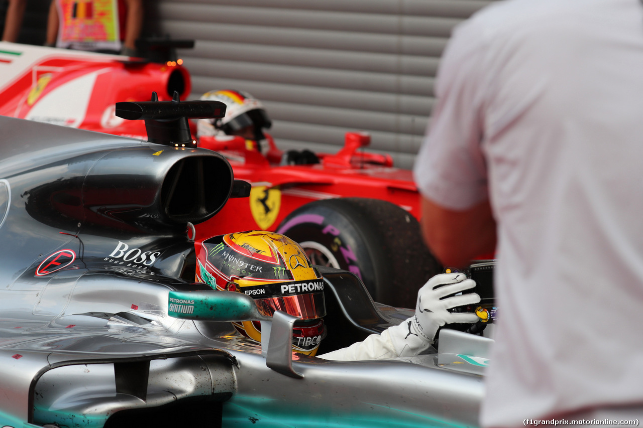 GP BELGIO, 27.08.2017 -  Gara, Lewis Hamilton (GBR) Mercedes AMG F1 W08 vincitore e 2à Sebastian Vettel (GER) Ferrari SF70H