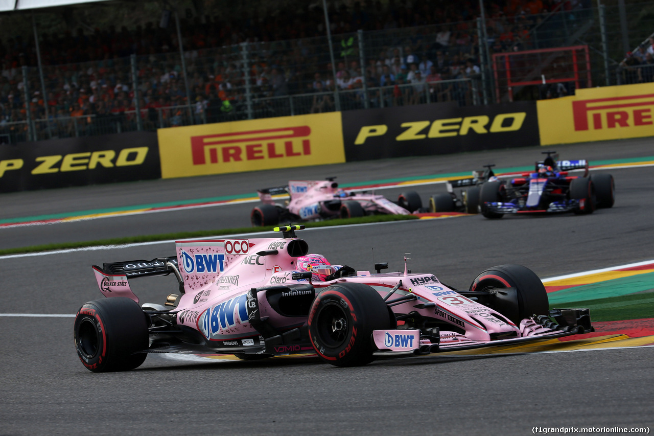 GP BELGIO, 27.08.2017 -  Gara, Esteban Ocon (FRA) Sahara Force India F1 VJM10
