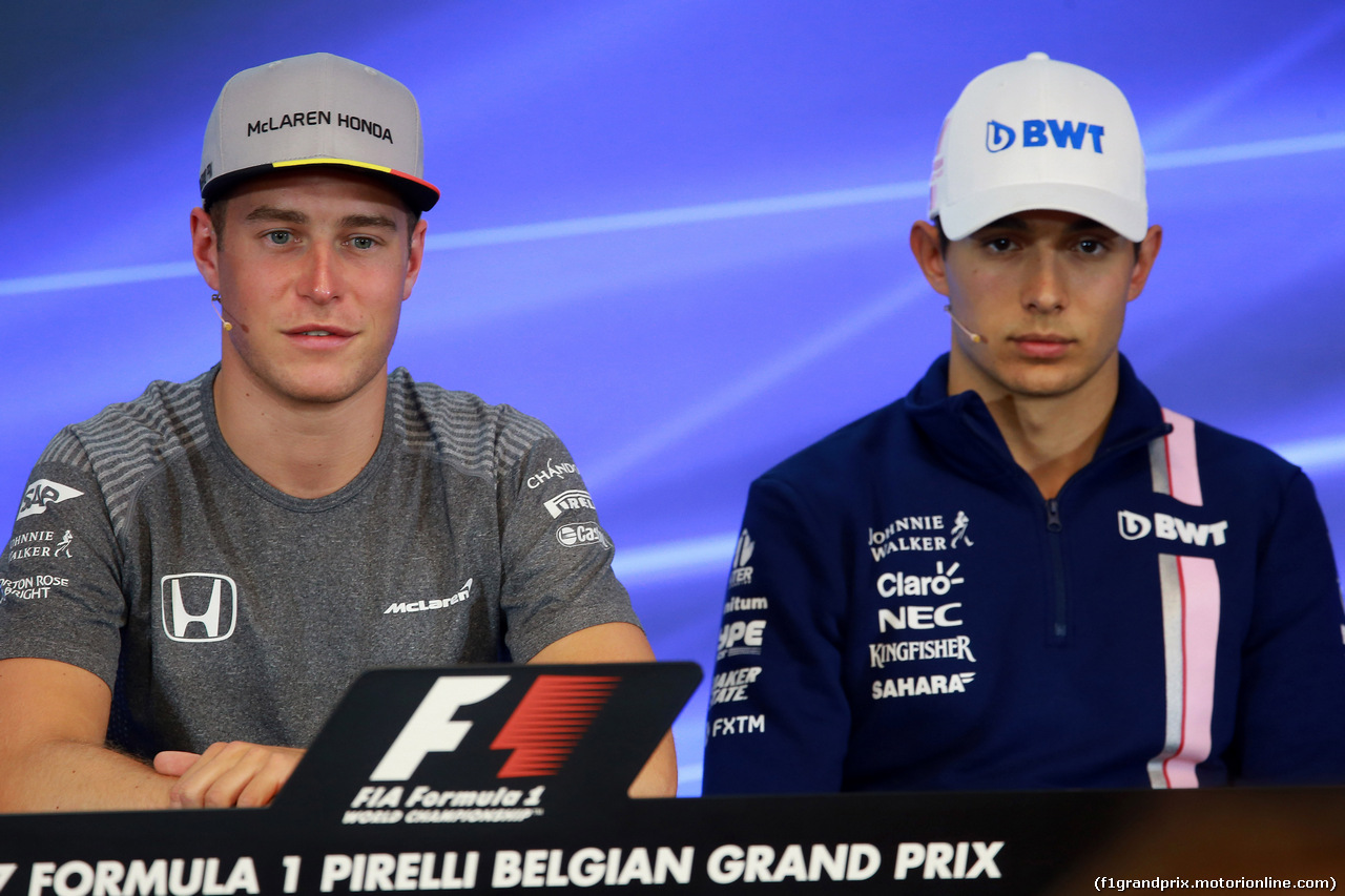GP BELGIO, 24.08.2017 - Conferenza Stampa, Stoffel Vandoorne (BEL) McLaren MCL32 e Esteban Ocon (FRA) Sahara Force India F1 VJM10