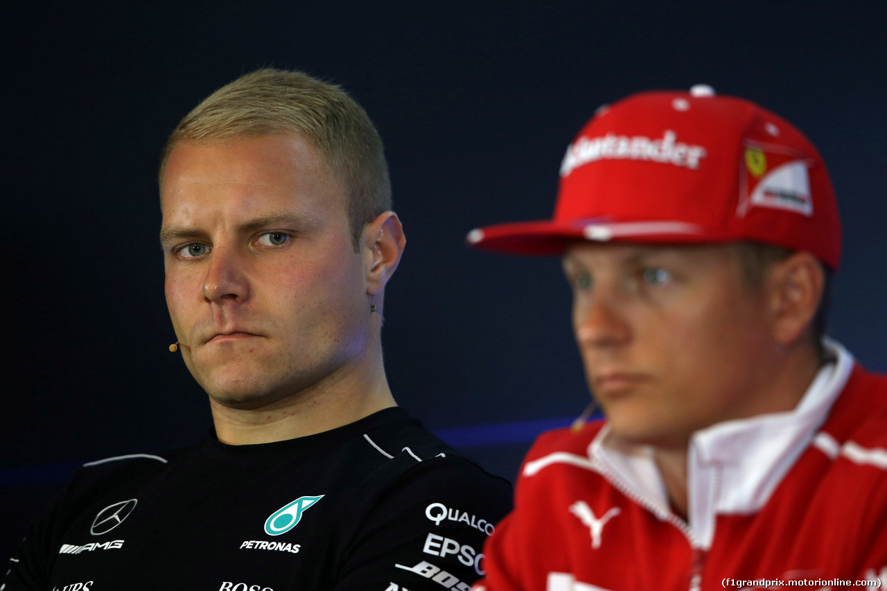 GP BELGIO, 24.08.2017 - Conferenza Stampa, Valtteri Bottas (FIN) Mercedes AMG F1 W08 e Kimi Raikkonen (FIN) Ferrari SF70H