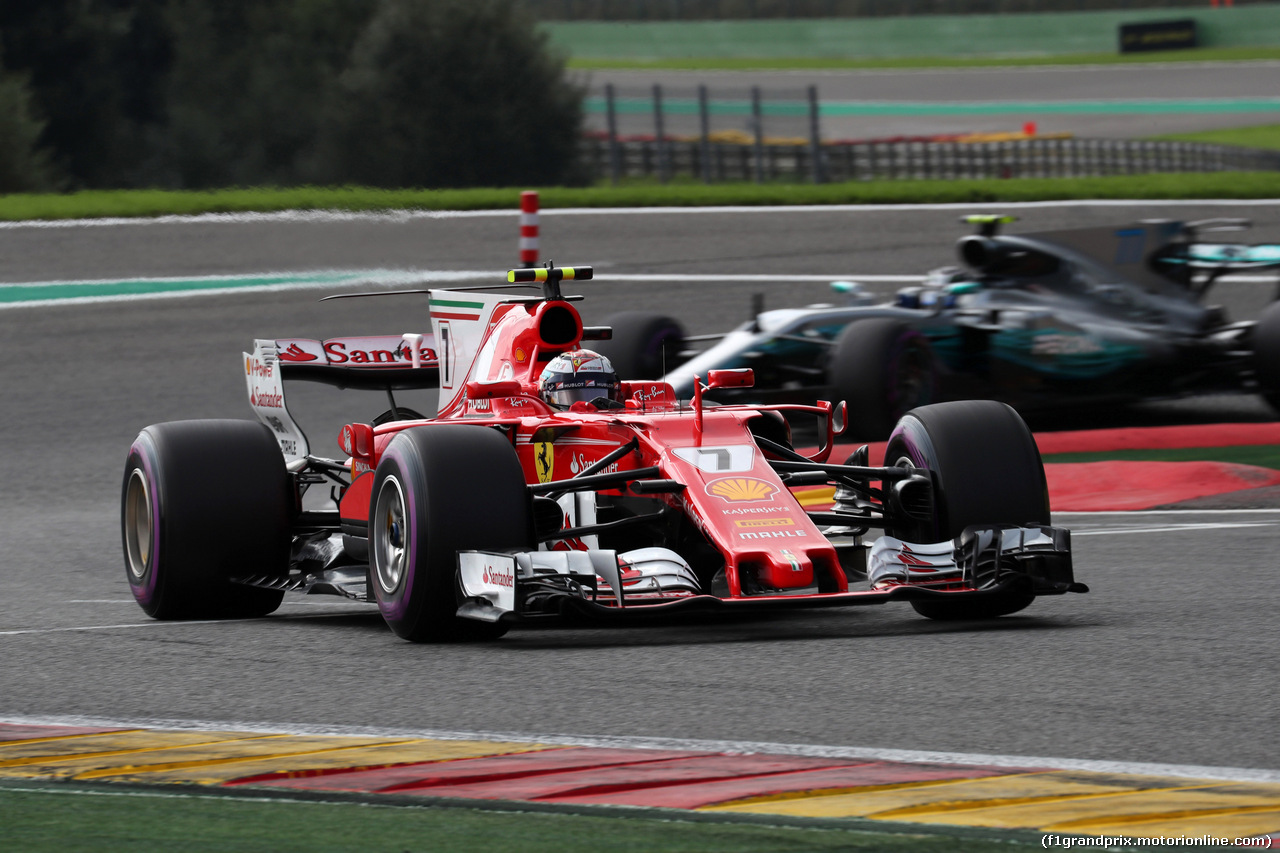 GP BELGIO, 26.08.2017 - Prove Libere 3, Kimi Raikkonen (FIN) Ferrari SF70H e Valtteri Bottas (FIN) Mercedes AMG F1 W08