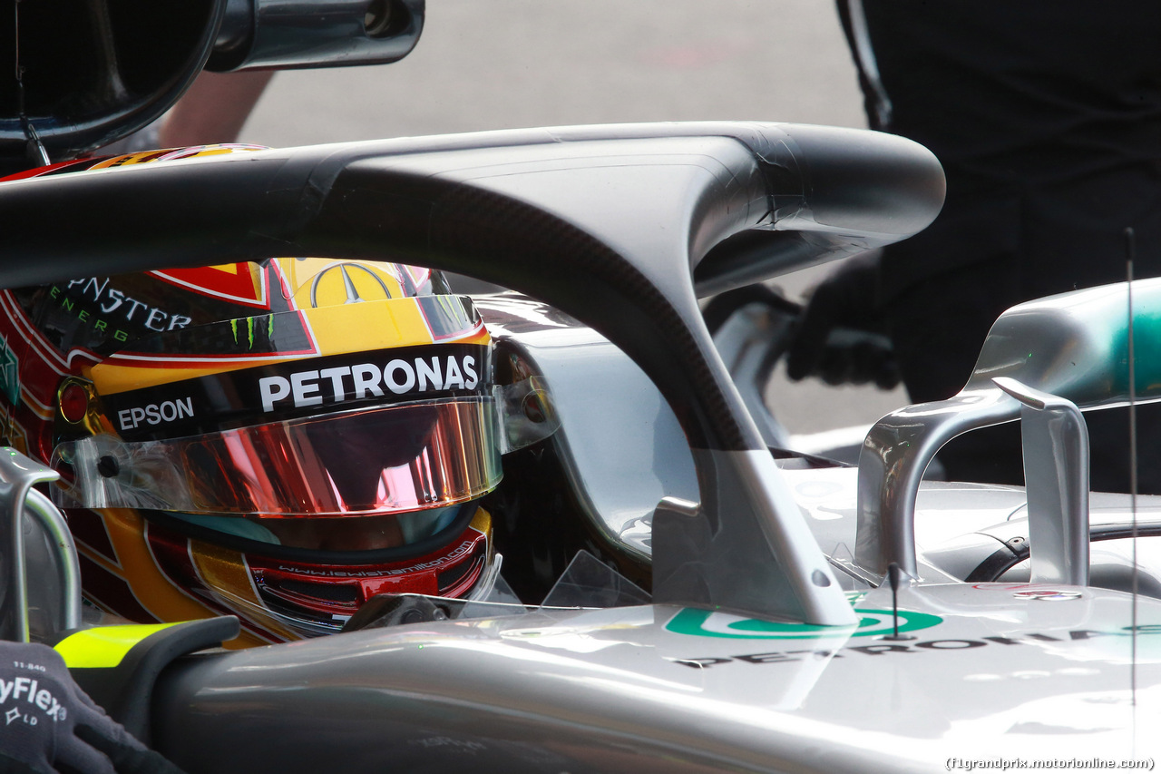 GP BELGIO, 25.08.2017 - Prove Libere 1, Lewis Hamilton (GBR) Mercedes AMG F1 W08 with Halo