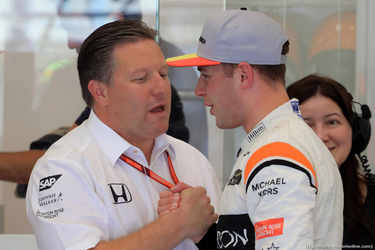 GP BELGIO, 25.08.2017 - Prove Libere 1, Zak Brown (USA) McLaren Executive Director e Stoffel Vandoorne (BEL) McLaren MCL32