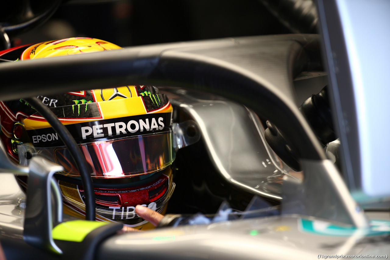 GP BELGIO, 25.08.2017 - Prove Libere 1, Lewis Hamilton (GBR) Mercedes AMG F1 W08 with Halo.