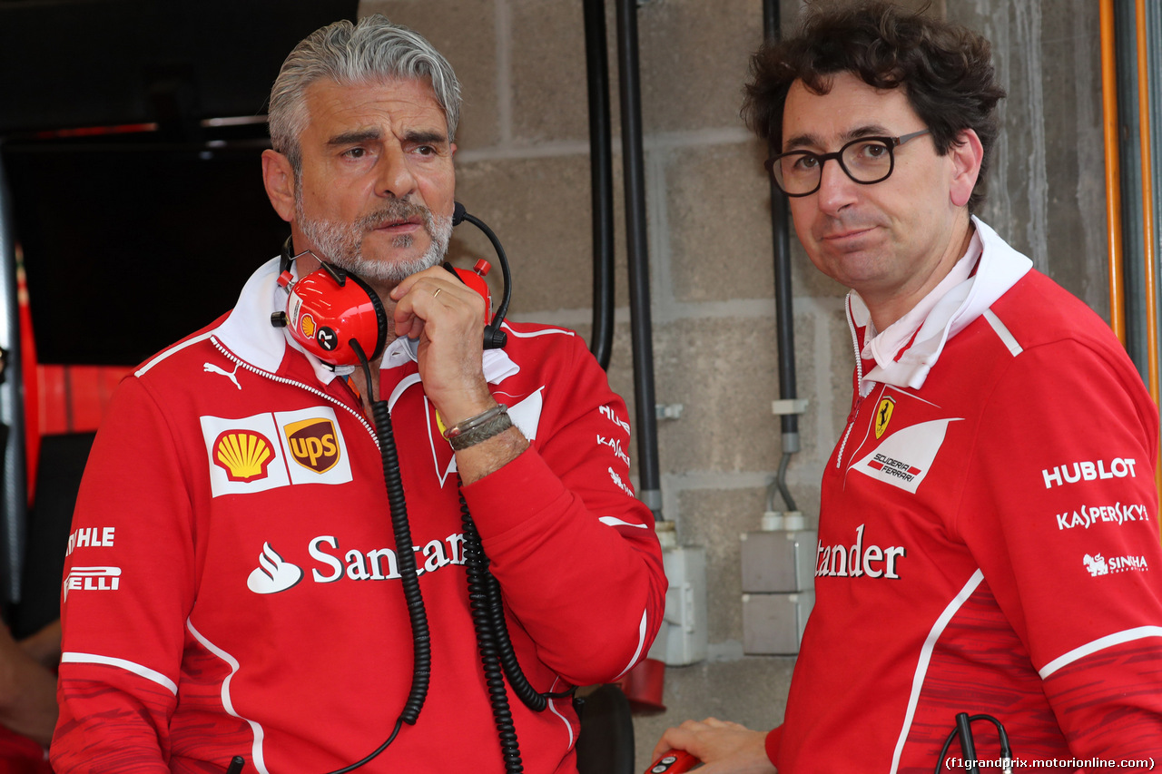 GP BELGIO, 25.08.2017 - Prove Libere 2, Maurizio Arrivabene (ITA) Ferrari Team Principal e Mattia Binotto (ITA) Chief Technical Officer, Ferrari