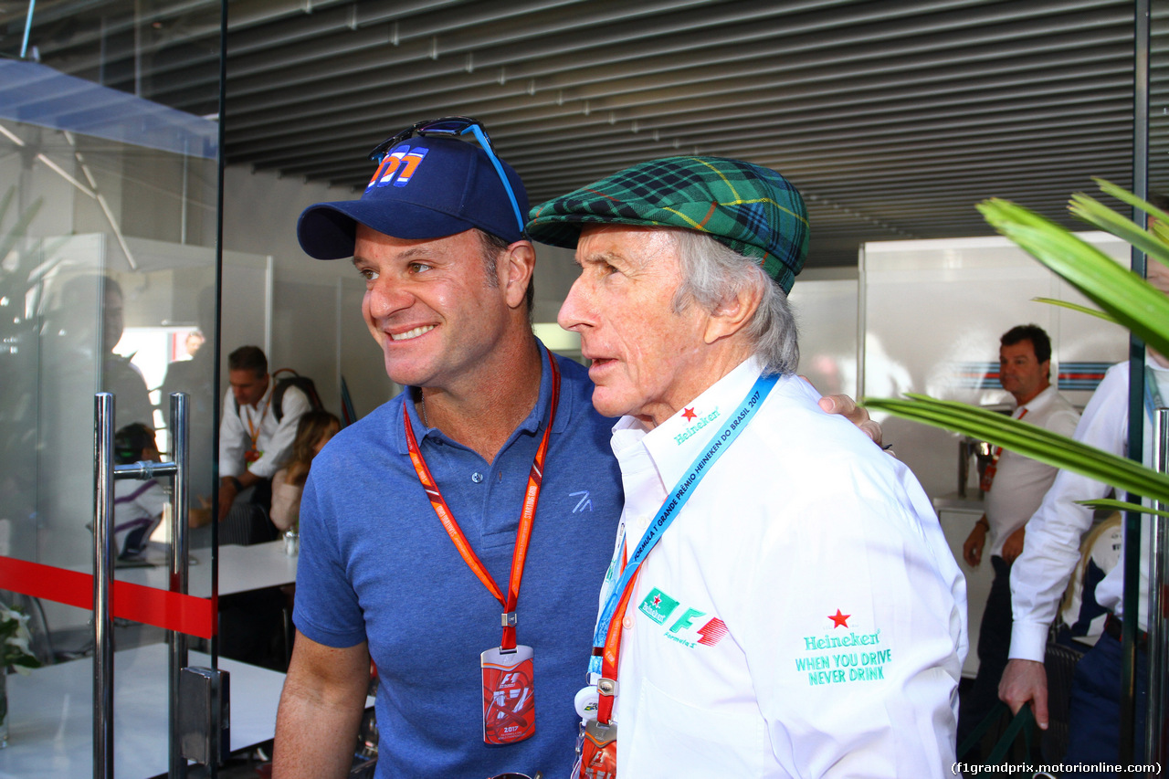 GP BRASILE, 12.11.2017 - Rubens Barrichello (BRA) e Sir Jackie Stewart (GBR)