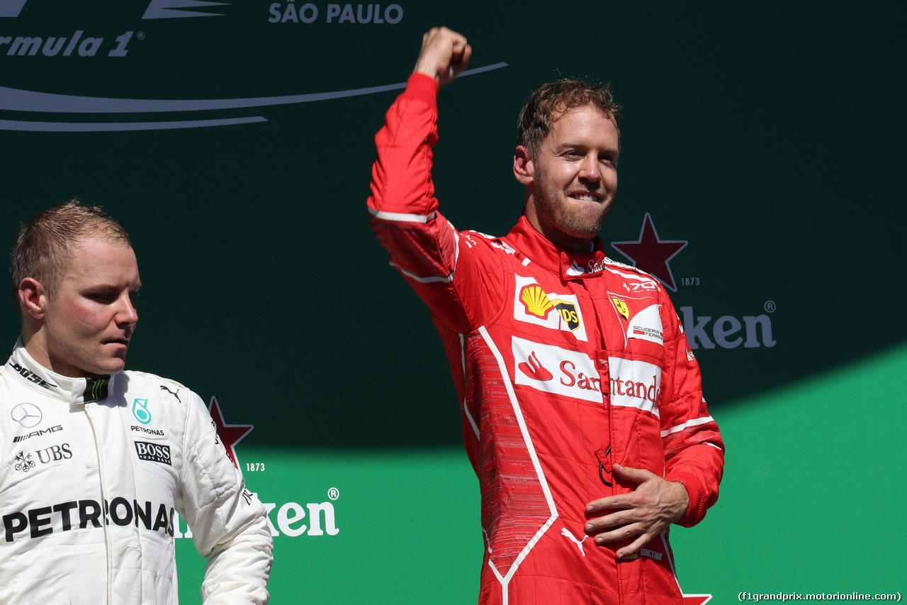 GP BRASILE, Sebastian Vettel (GER) Ferrari SF70H vincitore 12.11.2017 - Gara,