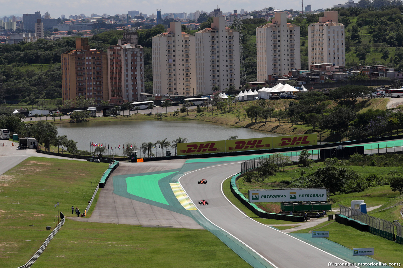 GP BRASILE, 10.11.2017 - Prove Libere 1, Sebastian Vettel (GER) Ferrari SF70H e Fernando Alonso (ESP) McLaren MCL32