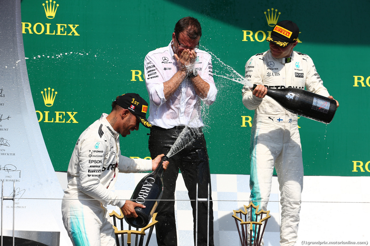 GP CANADA, 11.06.2017- Podium, winner Lewis Hamilton (GBR) Mercedes AMG F1 W08  with Valtteri Bottas (FIN) Mercedes AMG F1 W08 e the Mercedes Team Representative