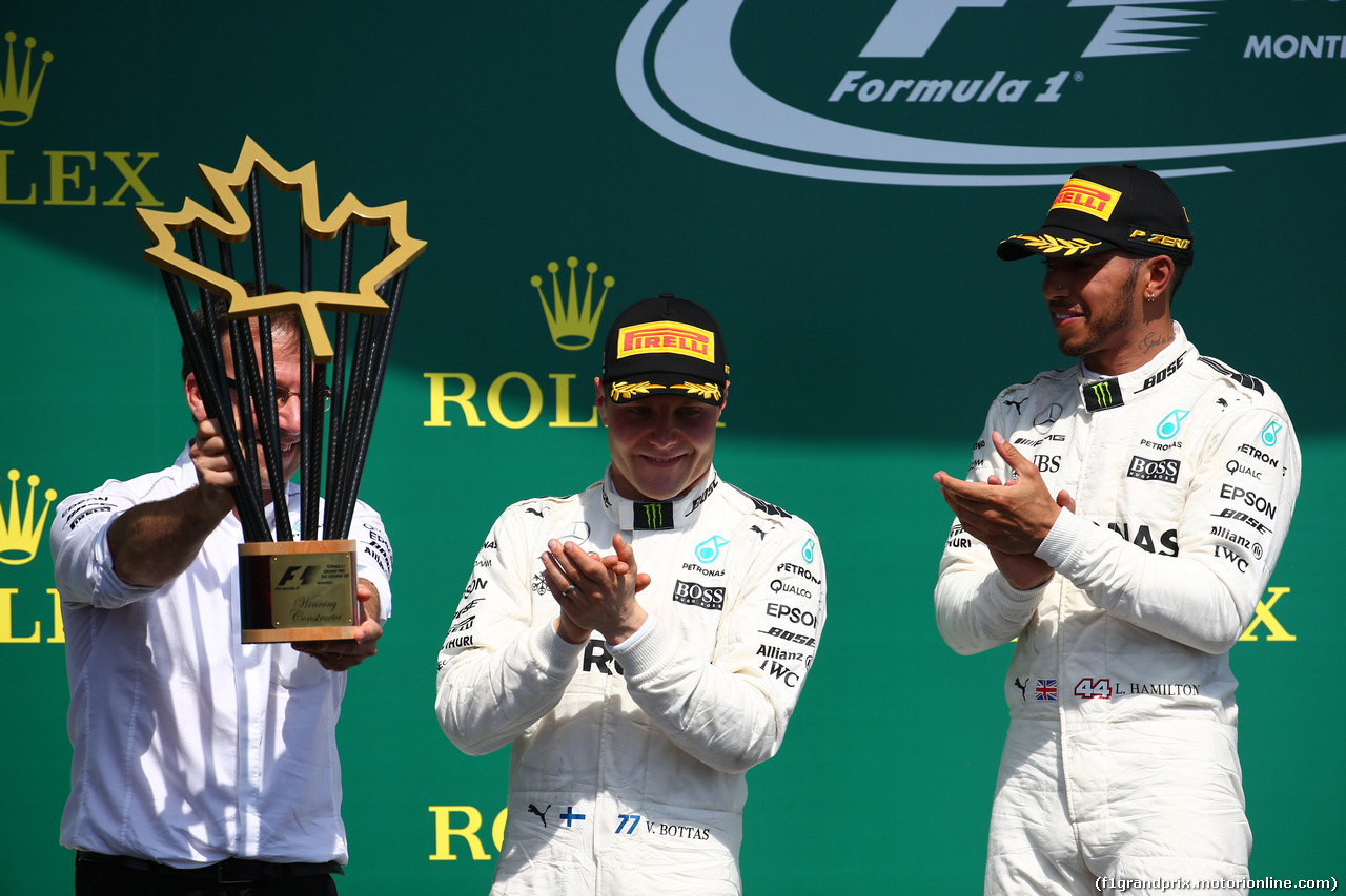 GP CANADA, 11.06.2017- Podium, winner Lewis Hamilton (GBR) Mercedes AMG F1 W08  with Valtteri Bottas (FIN) Mercedes AMG F1 W08 e the Mercedes Team Representative