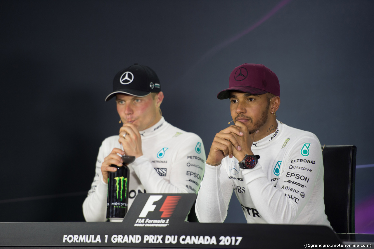 GP CANADA, 11.06.2017- After Gara Press Conference, Valtteri Bottas (FIN) Mercedes AMG F1 W08 e Lewis Hamilton (GBR) Mercedes AMG F1 W08