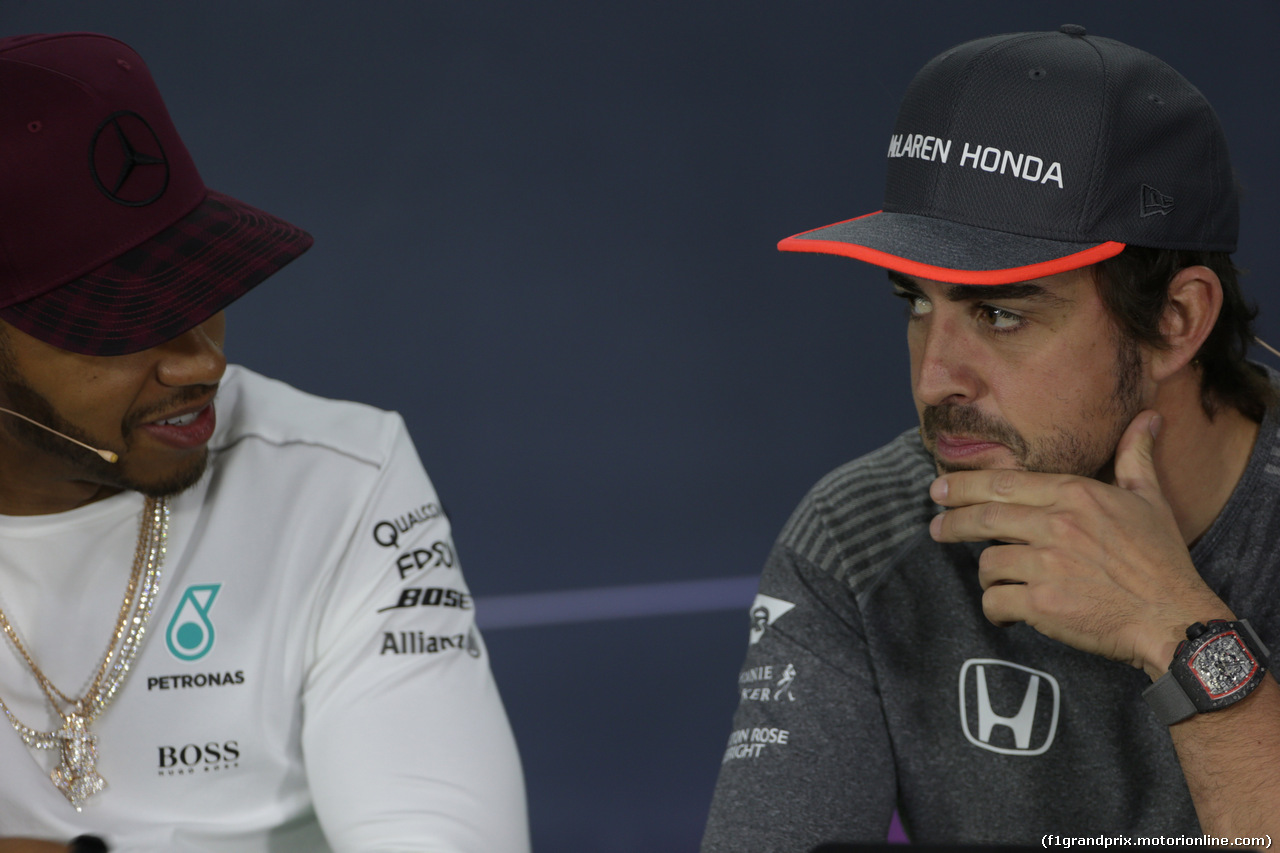 GP CANADA, 08.06.2017- Giovedi' Press Conference,  Lewis Hamilton (GBR) Mercedes AMG F1 W08 e Fernando Alonso (ESP) McLaren Honda MCL32