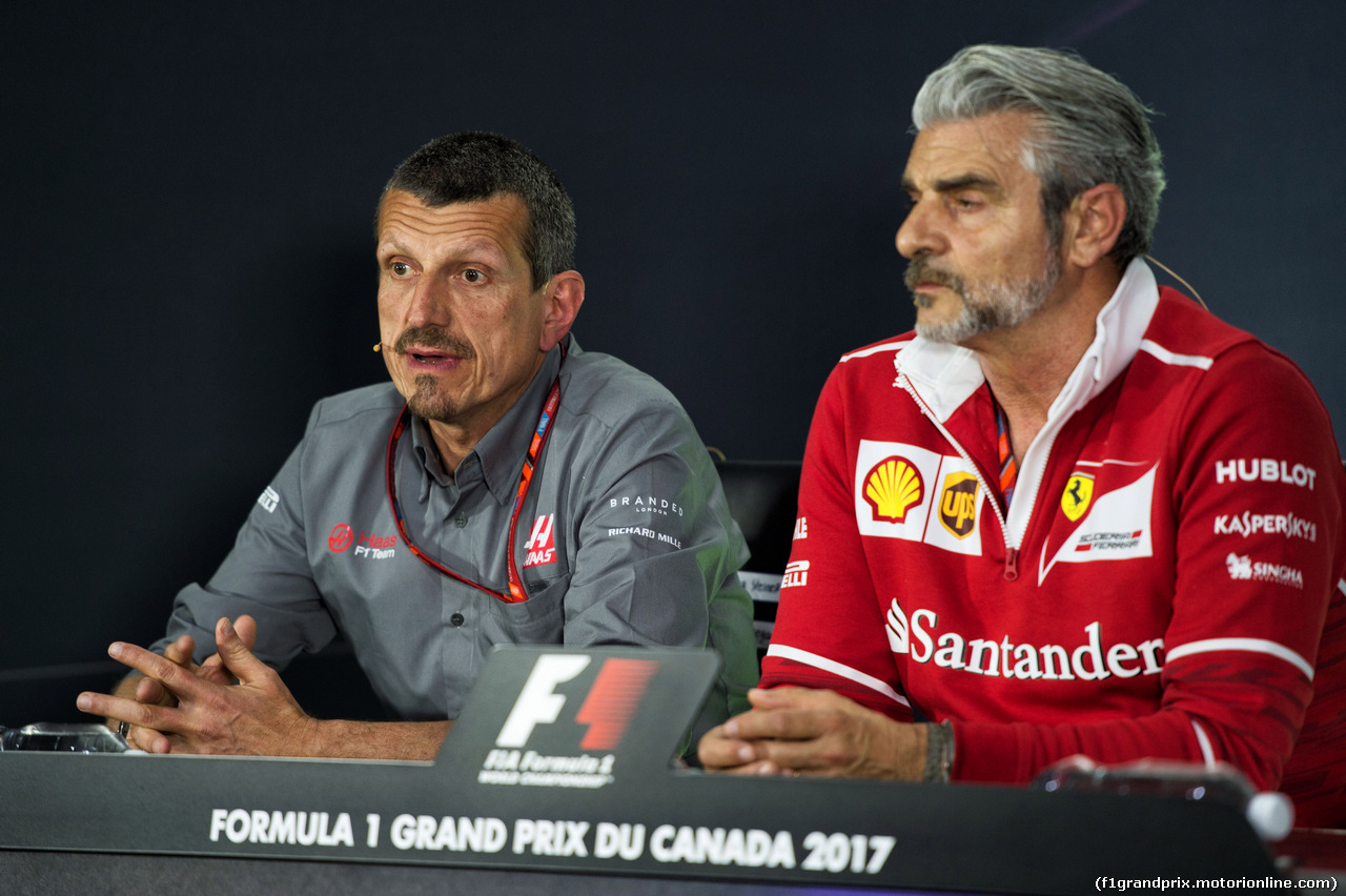 GP CANADA, 09.06.2017- Venerdi' Press Conference, Guenther Steiner (ITA) Haas F1 Team Prinicipal e Maurizio Arrivabene (ITA) Ferrari Team Principal