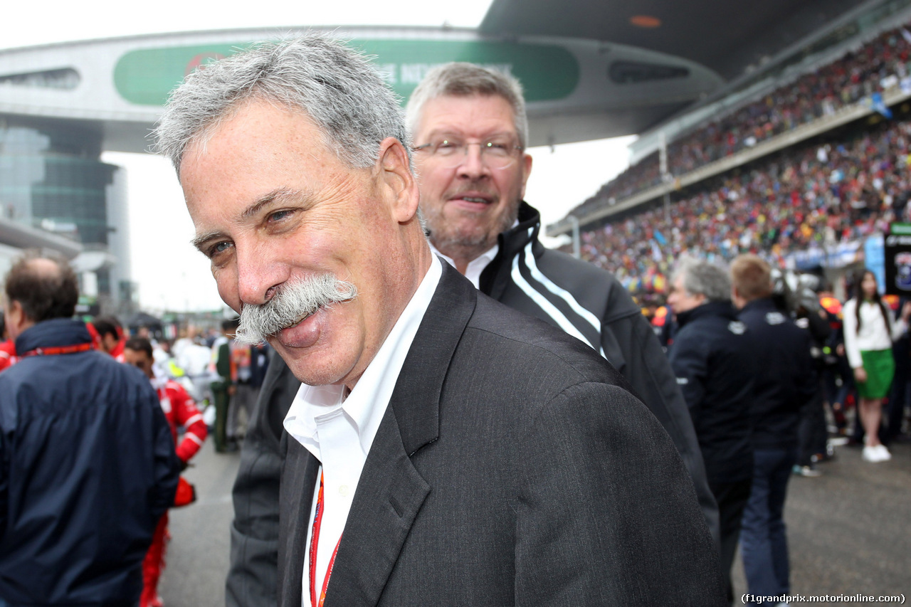 GP CINA, 09.04.2017 - Gara, Chase Carey (USA) Formula One Group Chairman e Ross Brawn (GBR) Formula One Managing Director of Motorsports