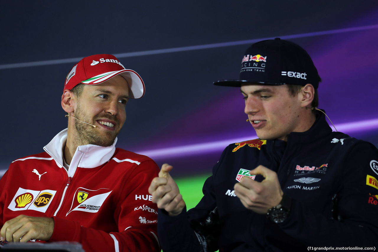 GP CINA, 06.04.2017 - Conferenza Stampa, Sebastian Vettel (GER) Ferrari SF70H e Max Verstappen (NED) Red Bull Racing RB13
