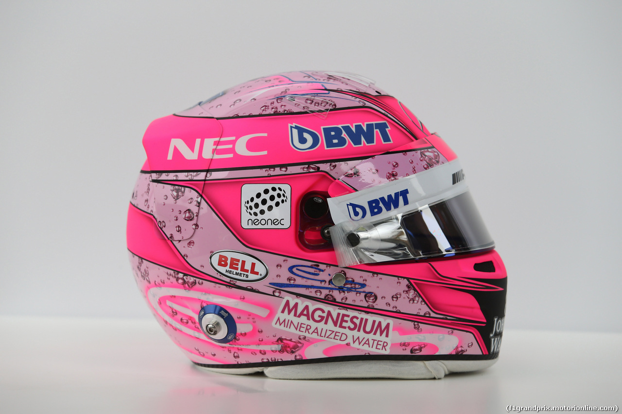 GP CINA, 07.04.2017 - Prove Libere 3, The helmet of Esteban Ocon (FRA) Sahara Force India F1 VJM10