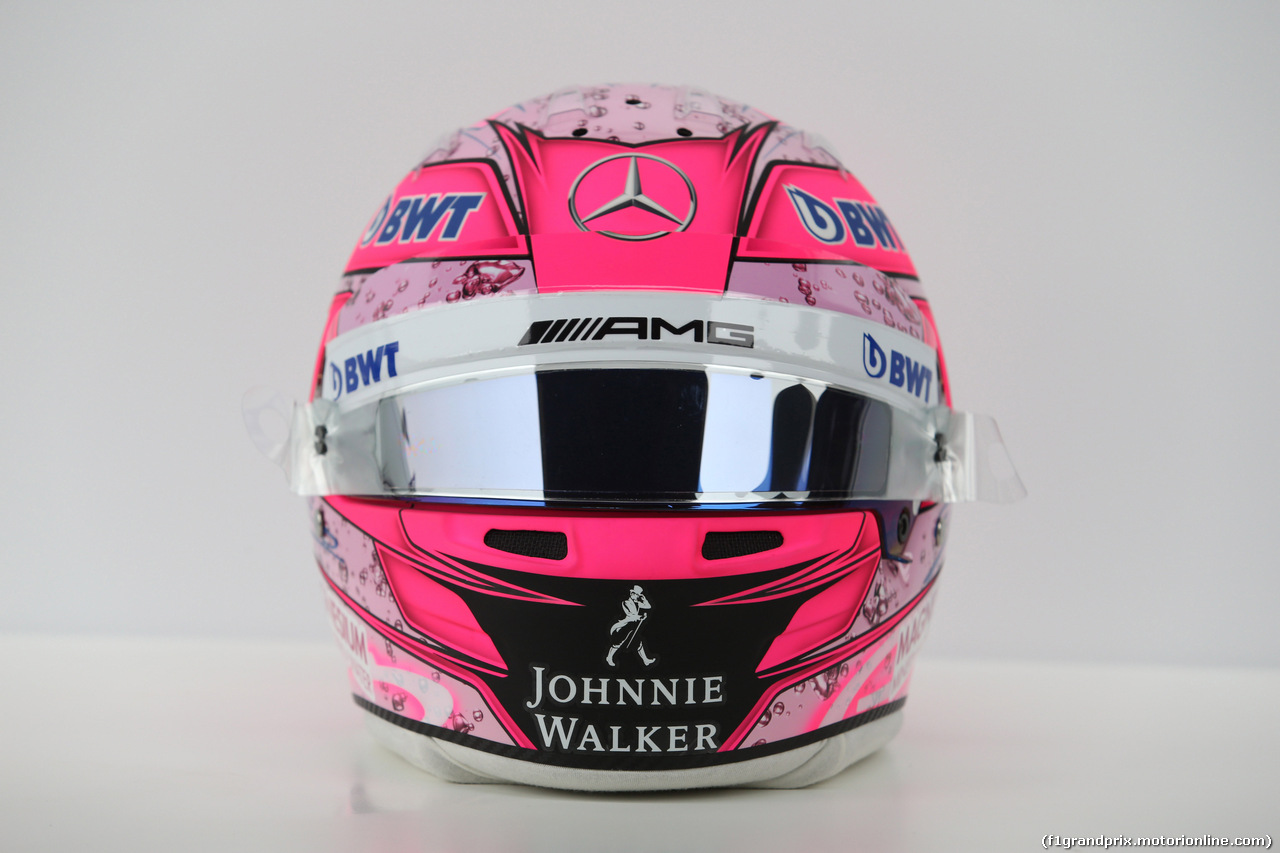 GP CINA, 07.04.2017 - Prove Libere 3, The helmet of Esteban Ocon (FRA) Sahara Force India F1 VJM10