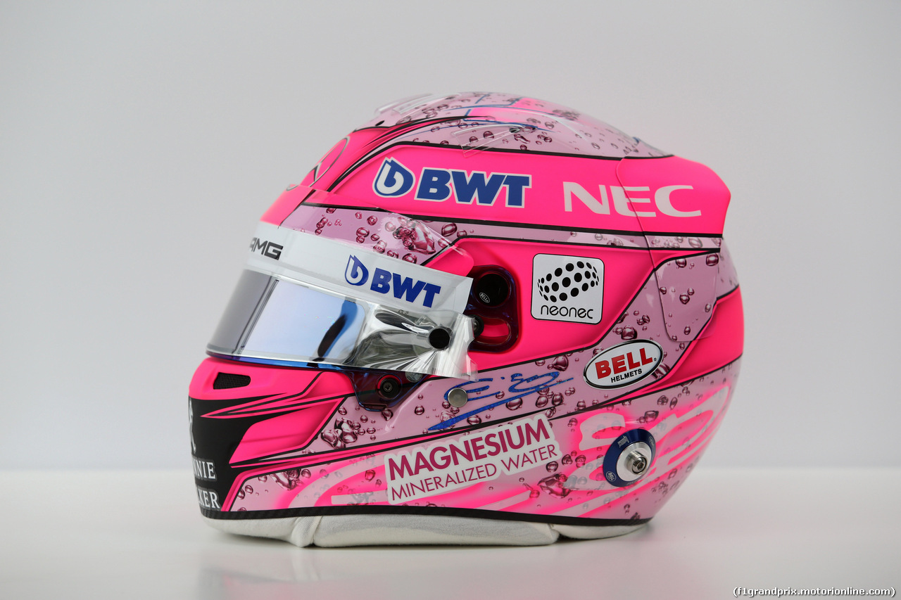 GP CINA, 07.04.2017 - Prove Libere 3, The helmet of Esteban Ocon (FRA) Sahara Force India F1 VJM10