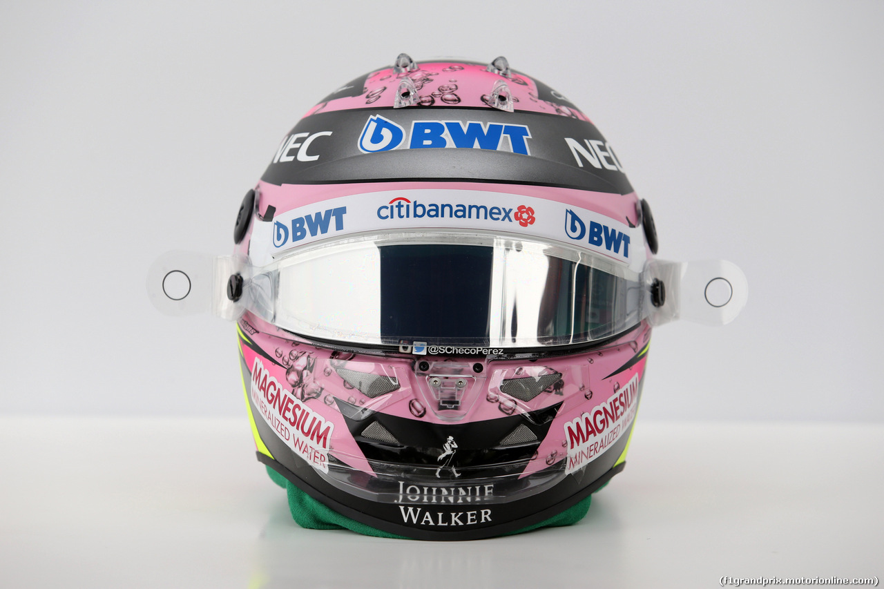 GP CINA, 07.04.2017 - Prove Libere 3, The helmet of Sergio Perez (MEX) Sahara Force India F1 VJM010