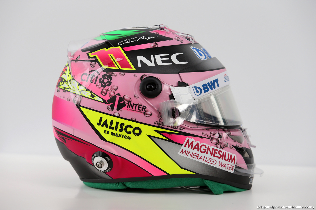 GP CINA, 07.04.2017 - Prove Libere 3, The helmet of Sergio Perez (MEX) Sahara Force India F1 VJM010