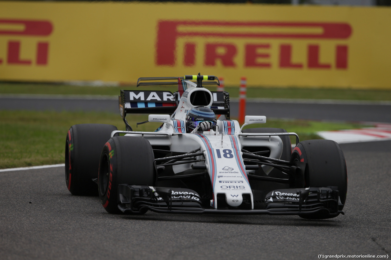 GP GIAPPONE, 07.10.2017- Qualifiche, Lance Stroll (CDN) Williams FW40