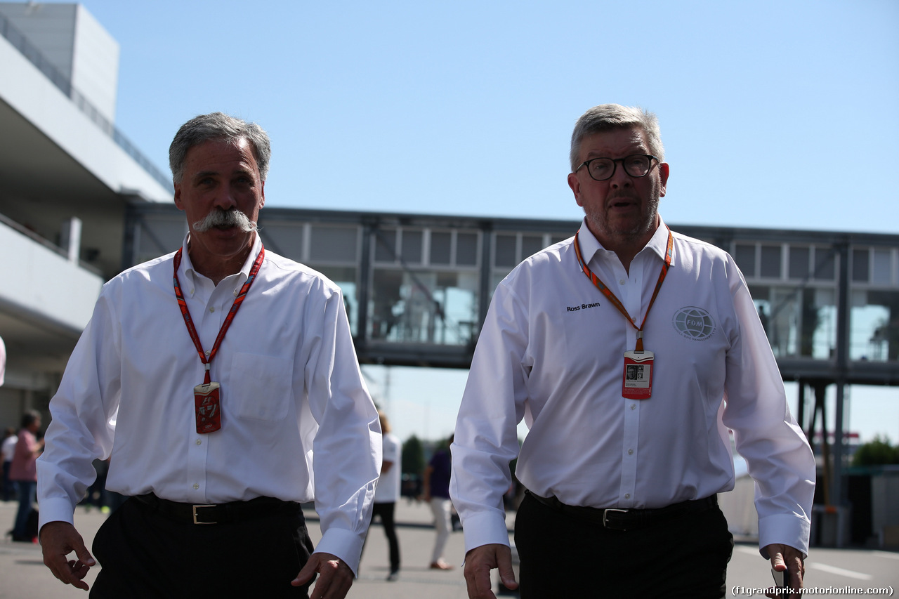 GP GIAPPONE, 08.10.2017- Chase Carey (US), Liberty Media e Ross Brawn (GBR) Formula One Managing Director of Motorsports