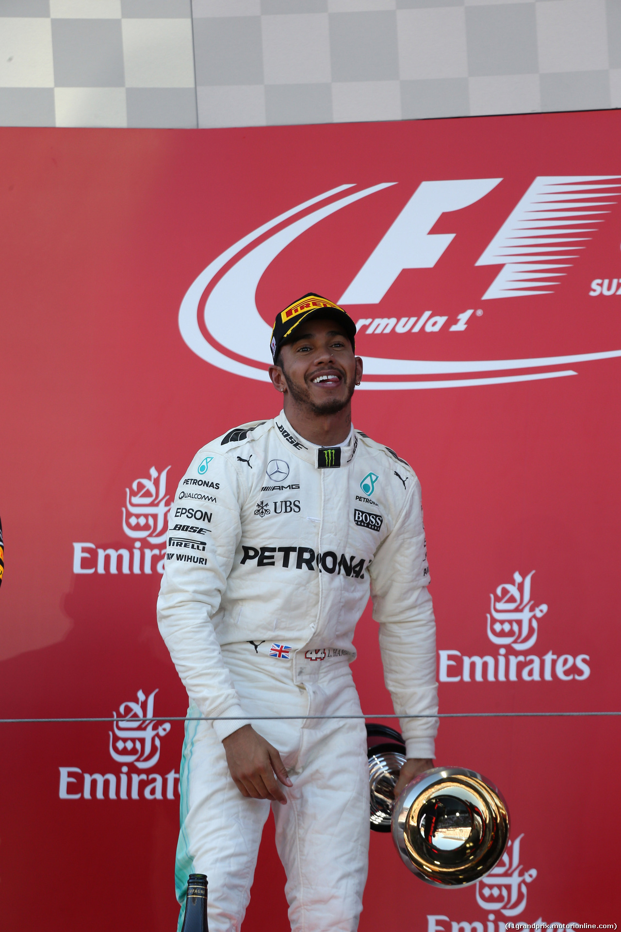 GP GIAPPONE, 08.10.2017- Gara, the podium: winner Lewis Hamilton (GBR) Mercedes AMG F1 W08