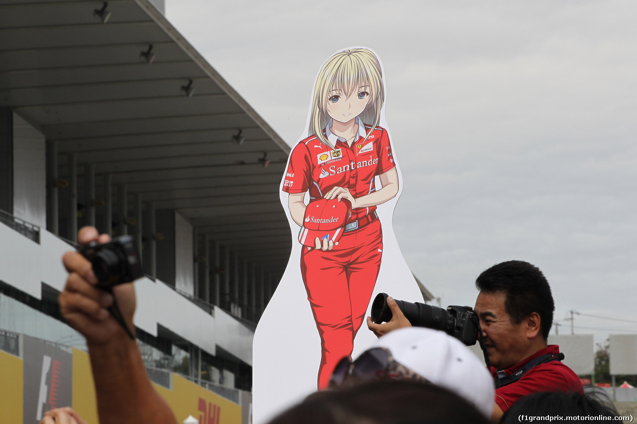 GP GIAPPONE, 05.10.2017- Ferrari team girl painted in manga style
