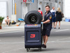 GP GIAPPONE, 05.10.2017- Red Bull Racing RB13 mechanic is using the tyres trolley like a skateboard