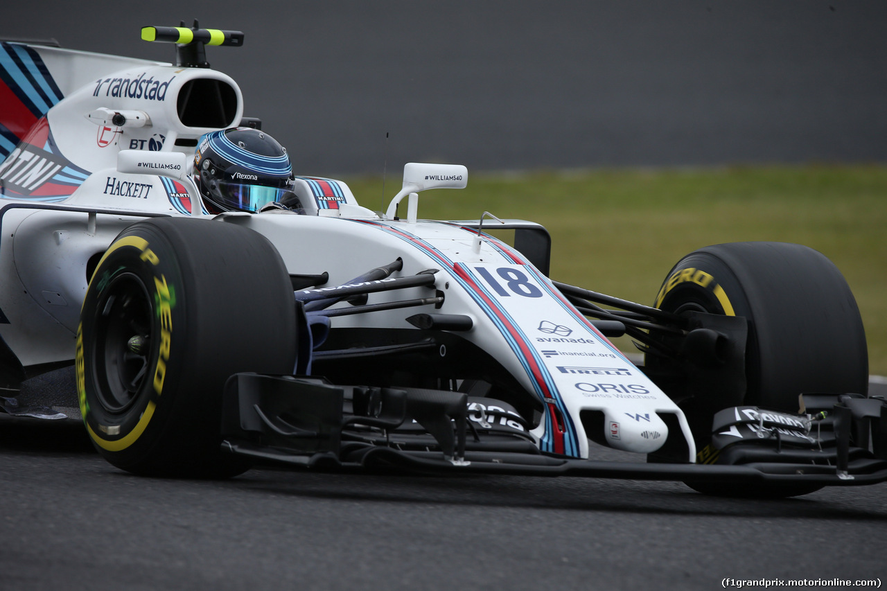 GP GIAPPONE, 06.10.2017- Prove Libere 1, Lance Stroll (CDN) Williams FW40