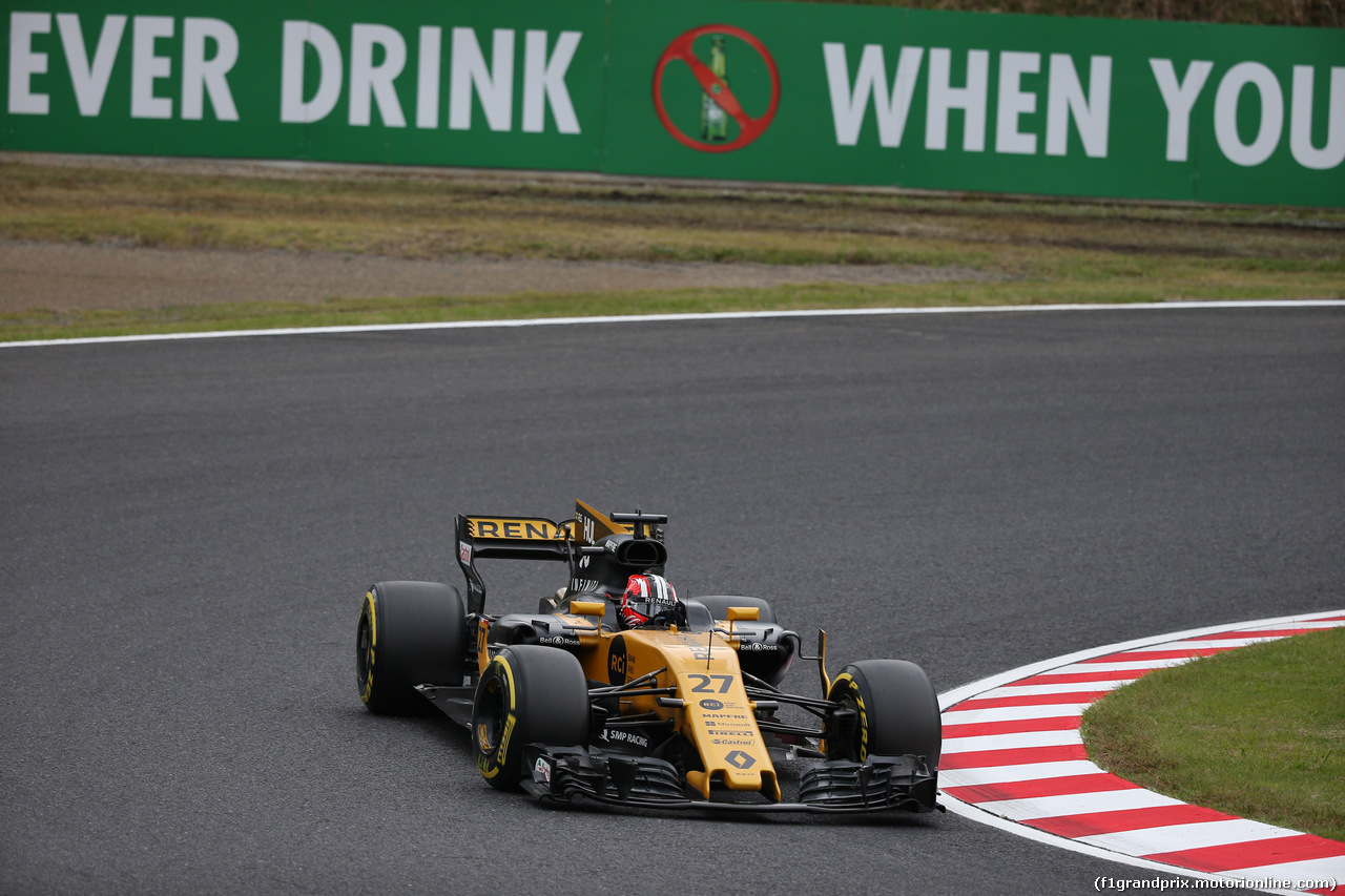 GP GIAPPONE, 06.10.2017- Prove Libere 1, Nico Hulkenberg (GER) Renault Sport F1 Team RS17