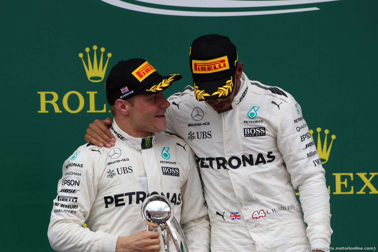 GP GRAN BRETAGNA, 16.07.2017 - Gara, Lewis Hamilton (GBR) Mercedes AMG F1 W08 vincitore e 2nd place Valtteri Bottas (FIN) Mercedes AMG F1 W08