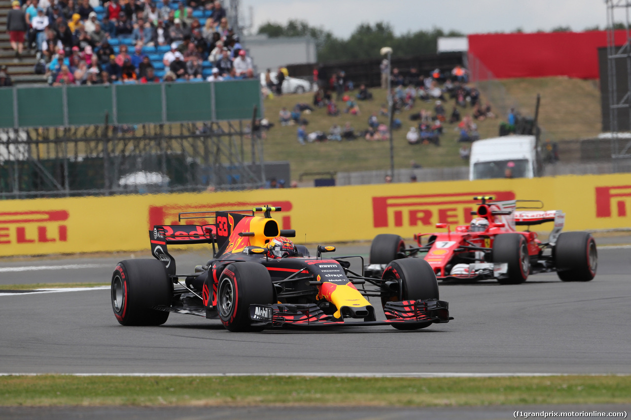 GP GRAN BRETAGNA, 14.07.2017 - Prove Libere 2, Max Verstappen (NED) Red Bull Racing RB13 e Kimi Raikkonen (FIN) Ferrari SF70H