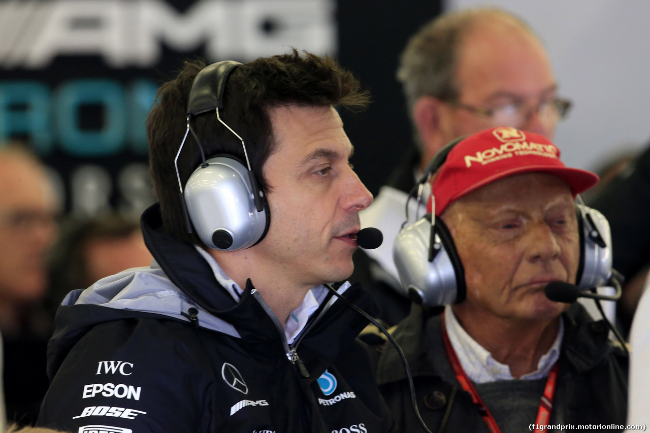 GP GRAN BRETAGNA, 14.07.2017 - Prove Libere 2, Toto Wolff (GER) Mercedes AMG F1 Shareholder e Executive Director e Nikki Lauda (AU), Mercedes