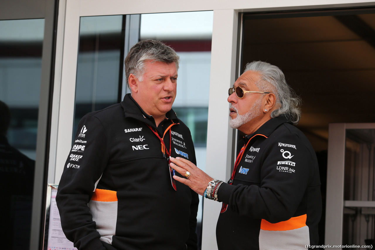 GP GRAN BRETAGNA, 14.07.2017 - Prove Libere 2, Robert Fernley (GBR) Sahara Force India F1 Team Deputy Team Principal e Vijay Mallya (IND), Sahara Force India F1 Team Owner