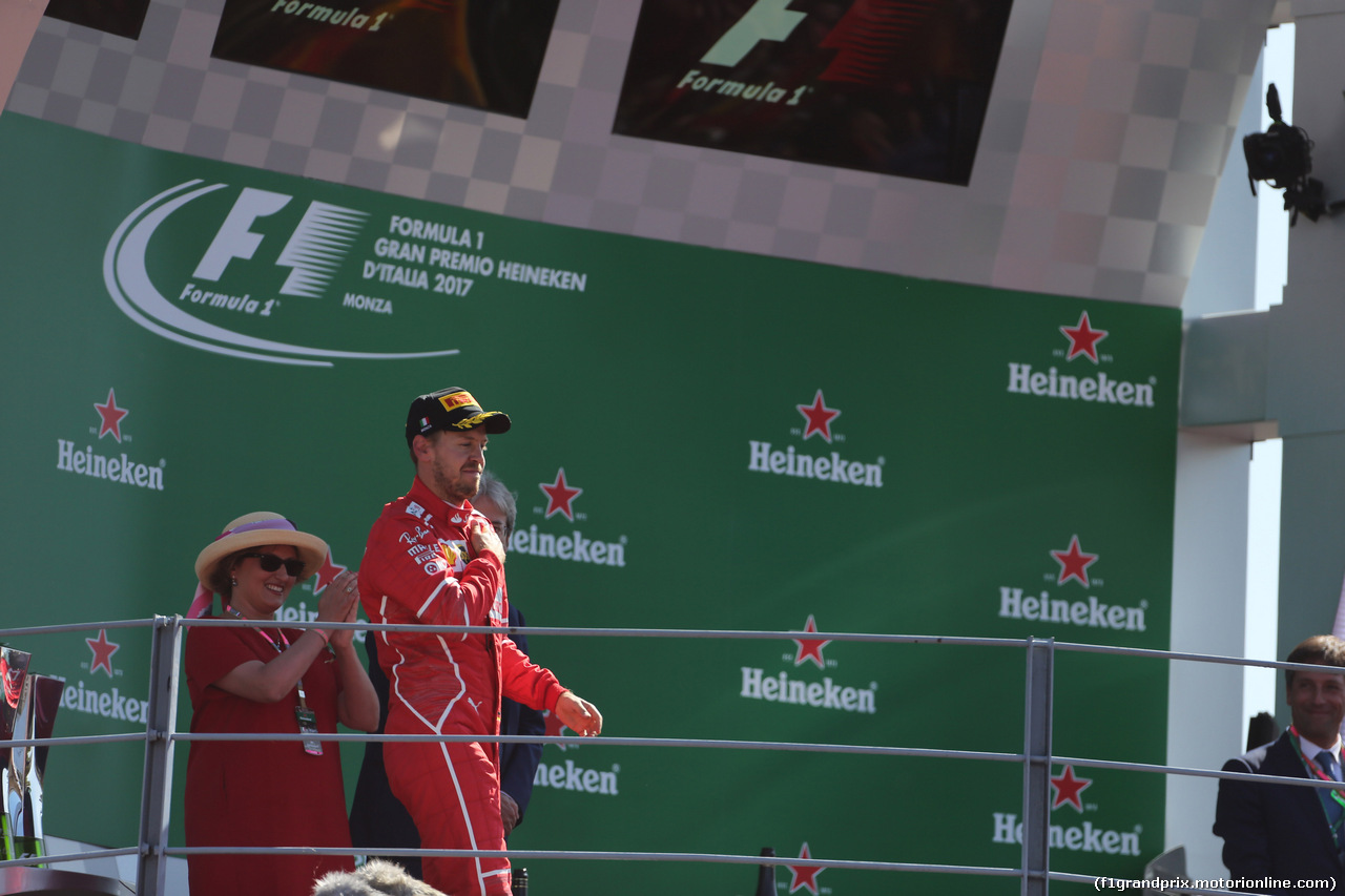 GP ITALIA, 03.09.2017- Podium, 3rd Sebastian Vettel (GER) Ferrari SF70H