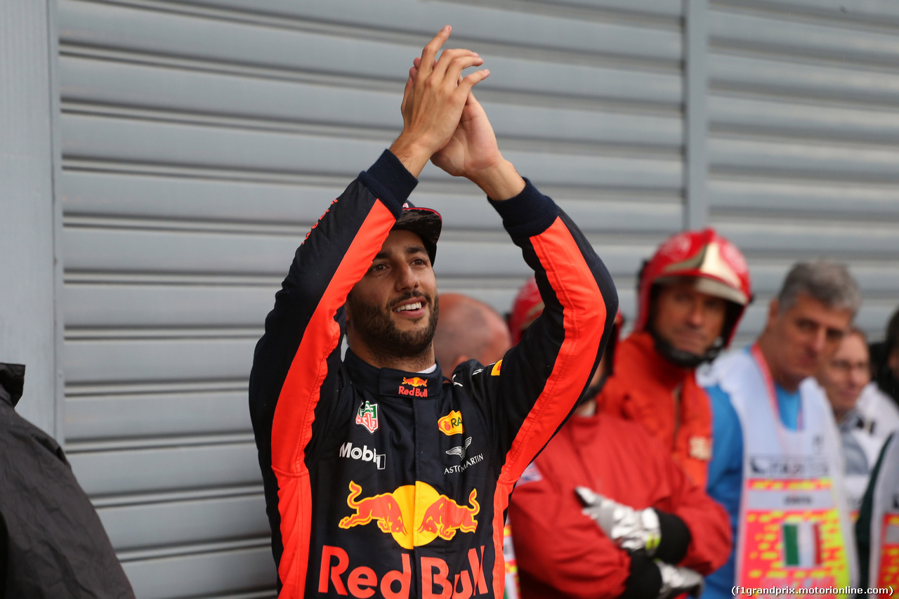 GP ITALIA, 02.09.2017- Qualifiche celebration 3rd place Daniel Ricciardo (AUS) Red Bull Racing RB13