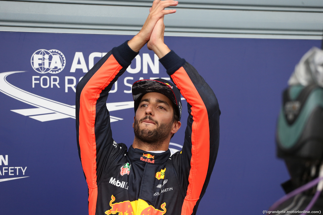 GP ITALIA, 02.09.2017- Qualifiche celebration 3rd place Daniel Ricciardo (AUS) Red Bull Racing RB13